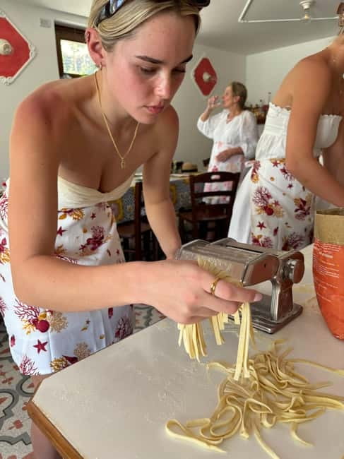 Amalfi Coast: Mozzarella, Pasta and Tiramisù Cooking Class - Rolling and cutting fresh tagliatelle