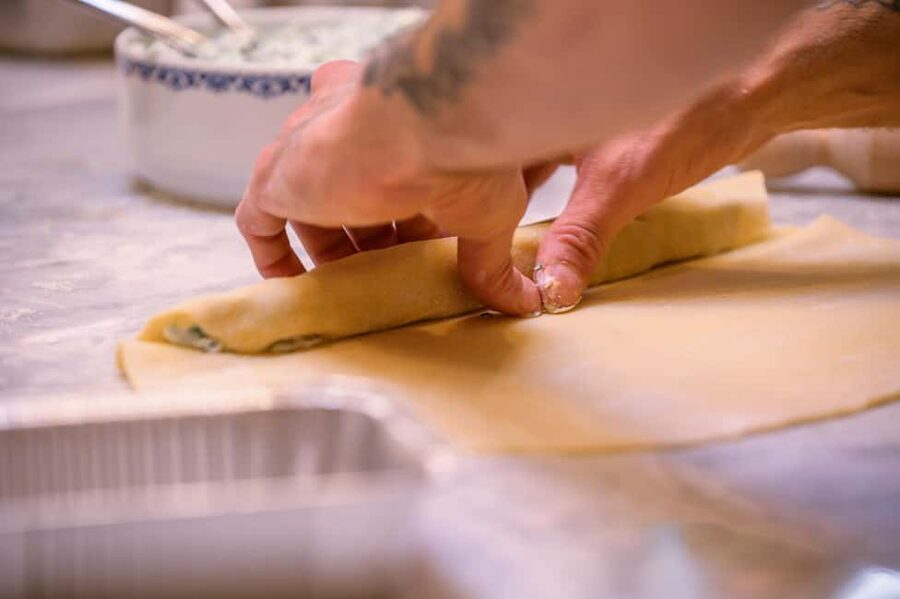 Cooking Class with Carbonara, Pesto Making, Lasagna, Cannoli - Making pesto and gnocchi by hand