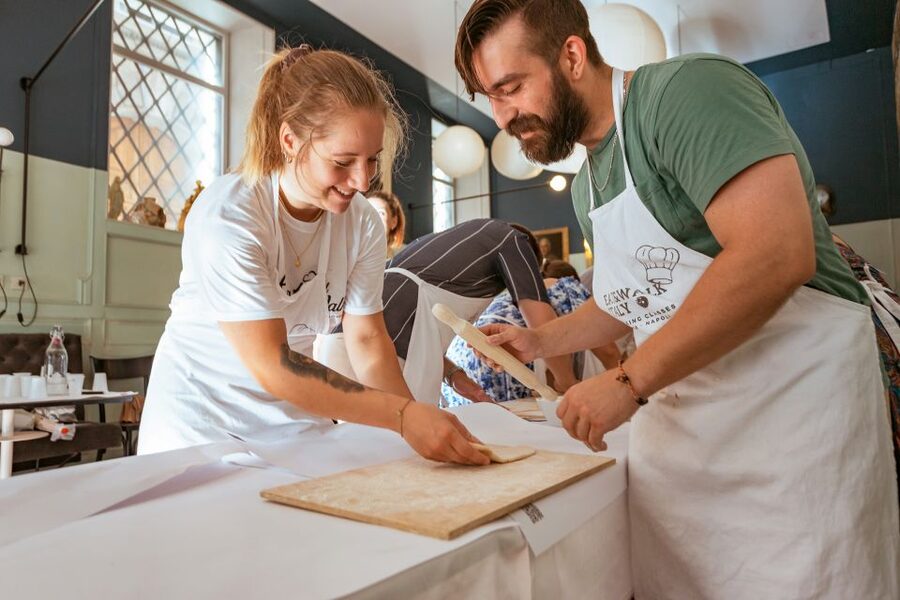 Fettuccine & Tiramisù: Cooking Class with Wine & Limoncello - Sitting down to eat your own work