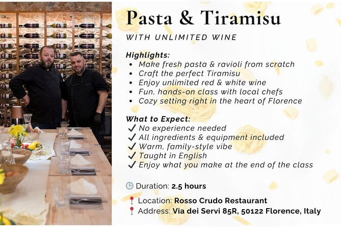 Florence: Pasta & Tiramisu Cooking Class with Unlimited Wine - Learning tiramisu without making it fussy