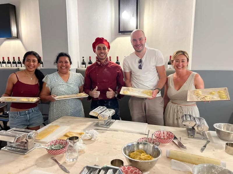 Florence: Tuscan cooking class with handmade pasta and wine - Eating what you made, with Tuscan wine