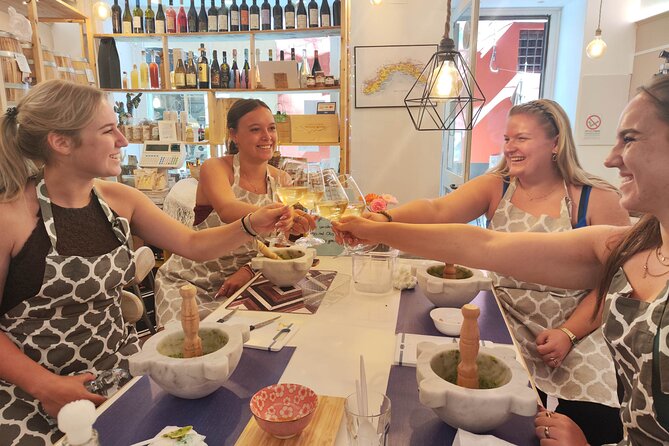 Genoese Pesto Lesson with Mortar, Pasta Tasting and Local Wine - The shop near Genoa’s central sights