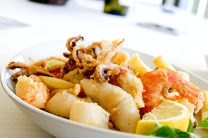 Homemade Pasta And Seafood Cooking Class with Dinner - Frying prawns and squid the Neapolitan way