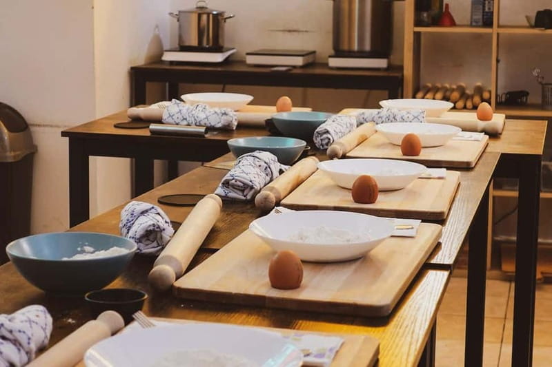 Lunchtime Pasta Pro Workshop - Rolling dough into fresh fettuccine