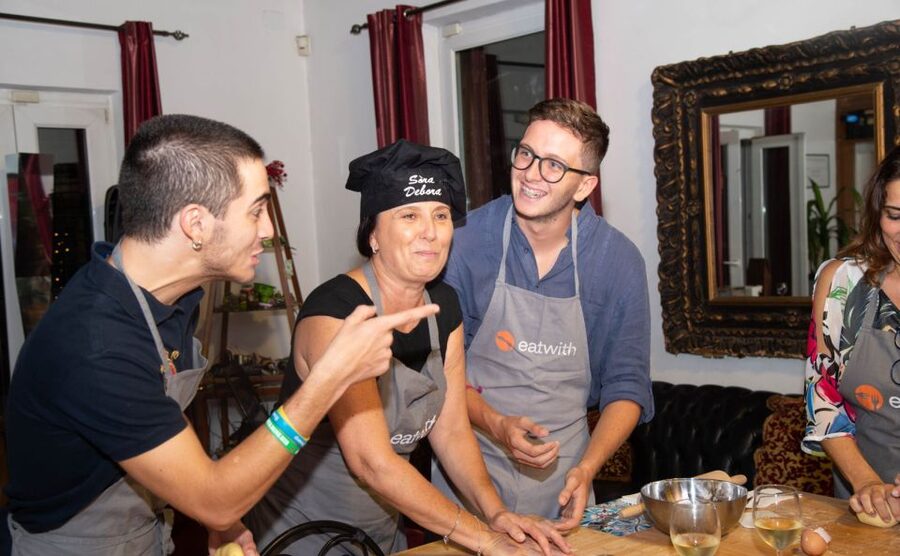 Rome: Pasta and Tiramisu Shared Cooking Class with Wine - Sitting down to eat what you made