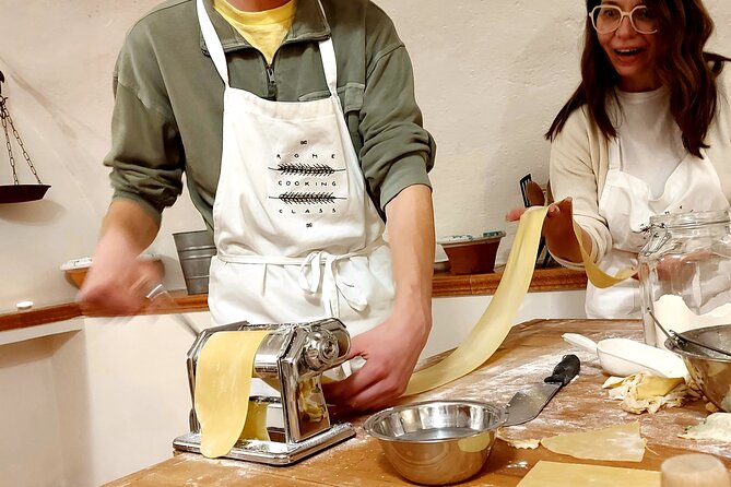 Small-Group Pasta Making steps from the Vatican Museums - Rolling fettuccine and tasting Roman Amatriciana