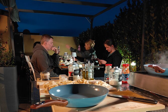 Vatican Pasta class with full wine tasting 4wines in cozy rooftop - Making Fettuccine by Hand