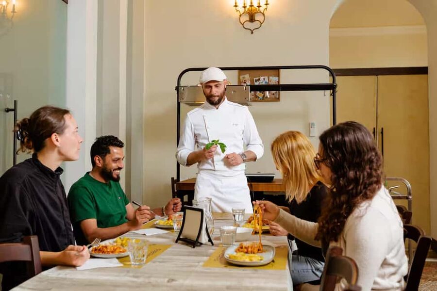 Venice: Pasta Class with Wine and Gelato - Eating the pasta you made